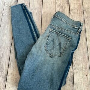 MOTHER Ankle Step Fray Wash Kitty Racer Jeans 29